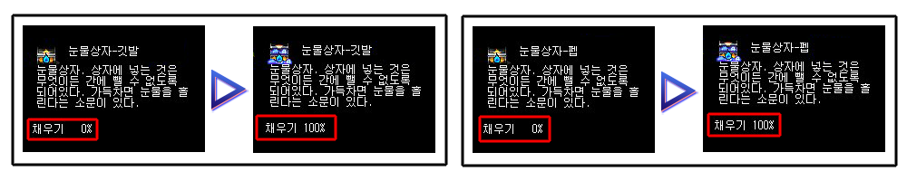 눈물상자 깃발/펩 100% 충전 UI